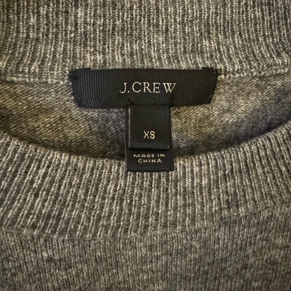 J Crew Womens Gray Crewneck Rib Trim Wool Blend Long Ruffle Sleeve Sweater XS - Picture 2 of 5